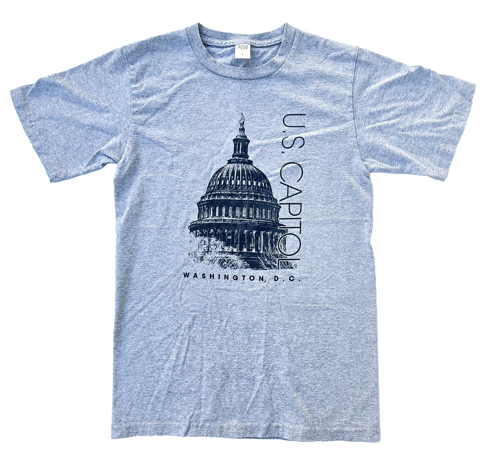 US Capitol Building Washington DC Mens Short Sleeve Gray T Shirt Size S by Tipsy